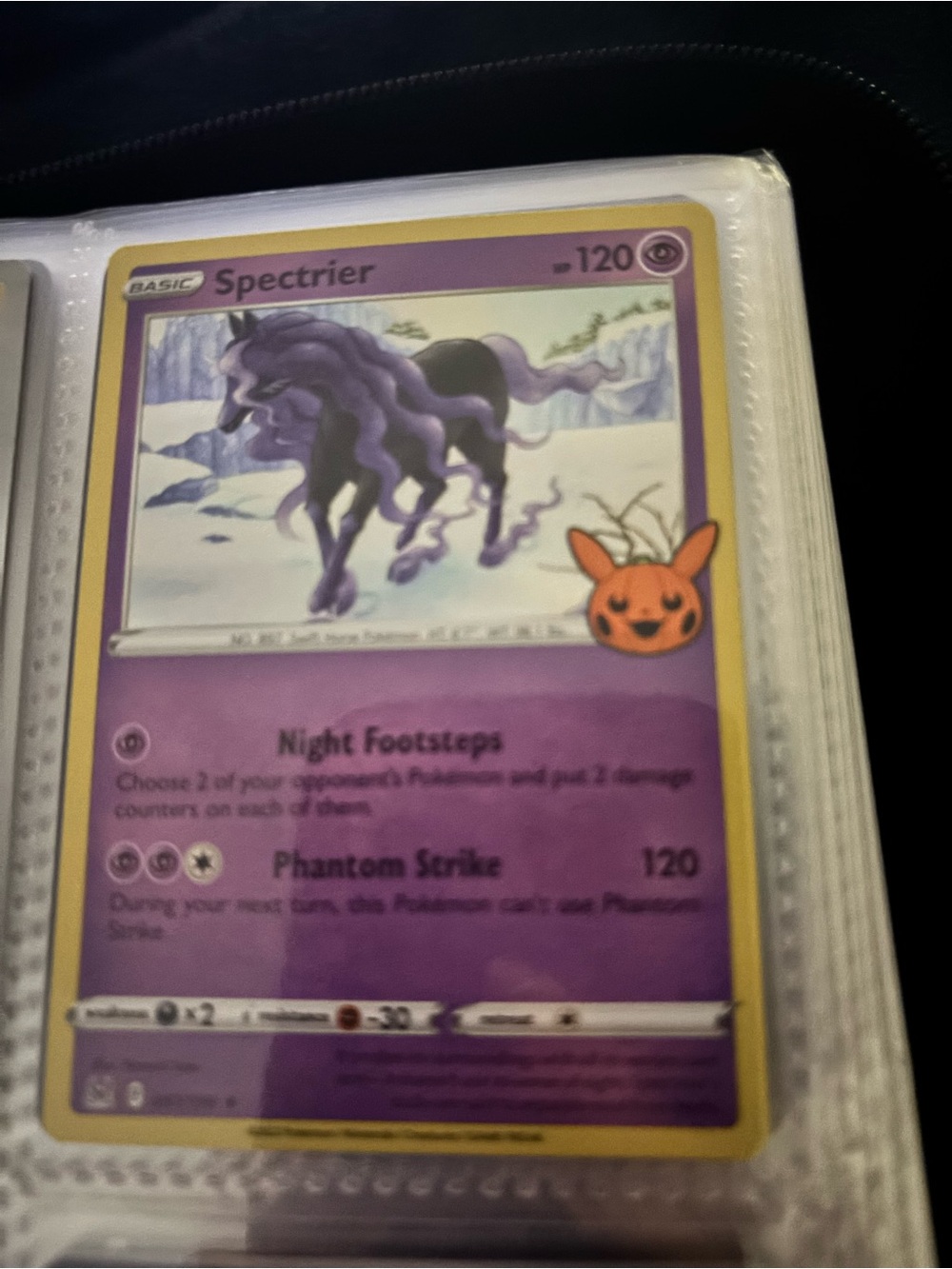 Pokemon Spectrier Trading Card - Purple, Yellow, Black